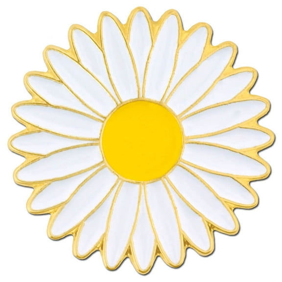 PinMart's White Daisy Flower Spring Time Easter Enamel Lapel Pin