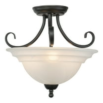 Coastal Semi Flush Mount Ceiling Light - 14" Bronze Finish White Glass Shade