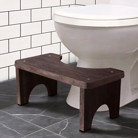 7" Height Wooden Toilet Squat Stool for Adults, Portable Bathroom Potty Stool, Ergonomic Wood Step Stool for Restroom, Heavy Duty Construction