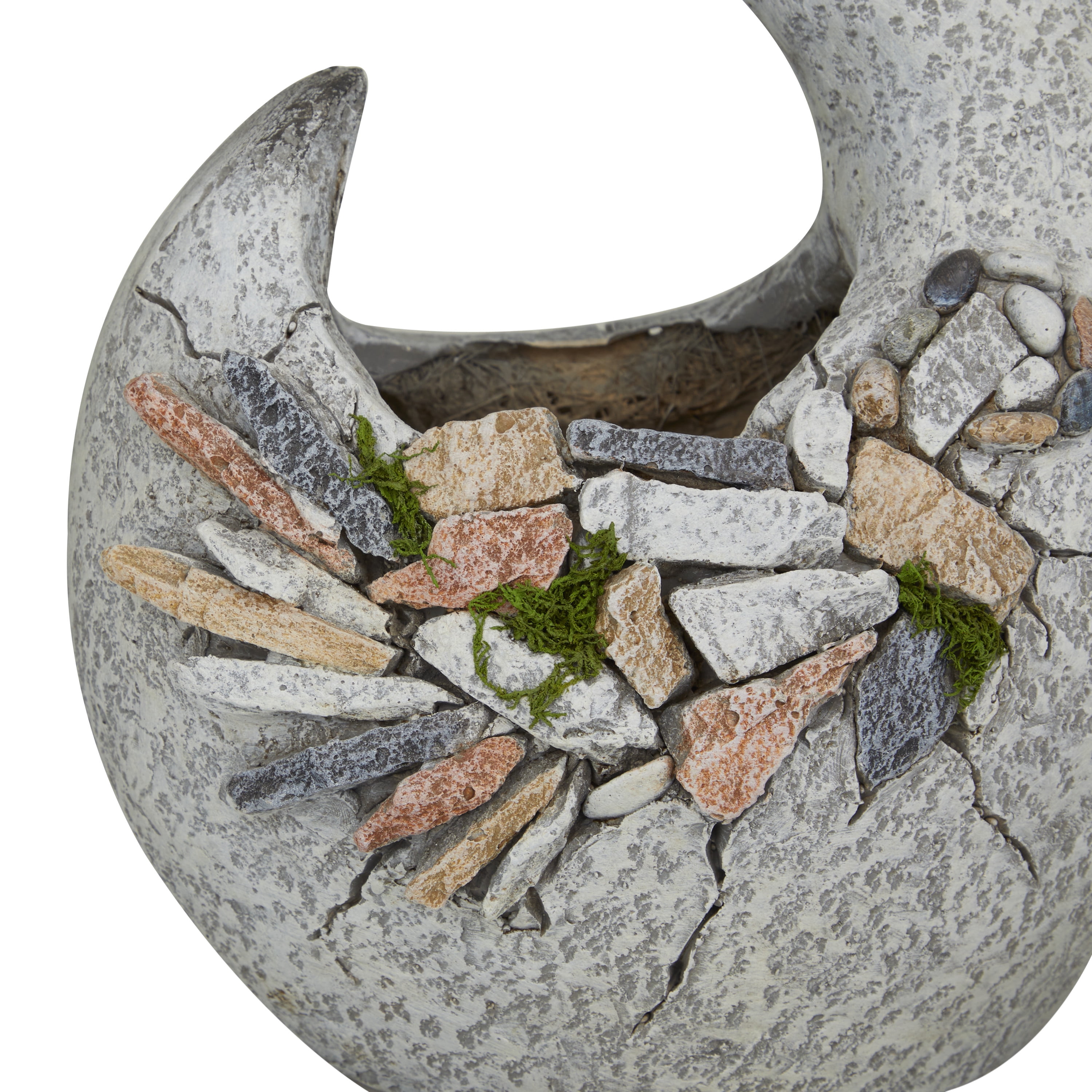 DecMode 11" x 16" Indoor Outdoor Gray Fiberglass Duck Planter with Stone Mosaic Design