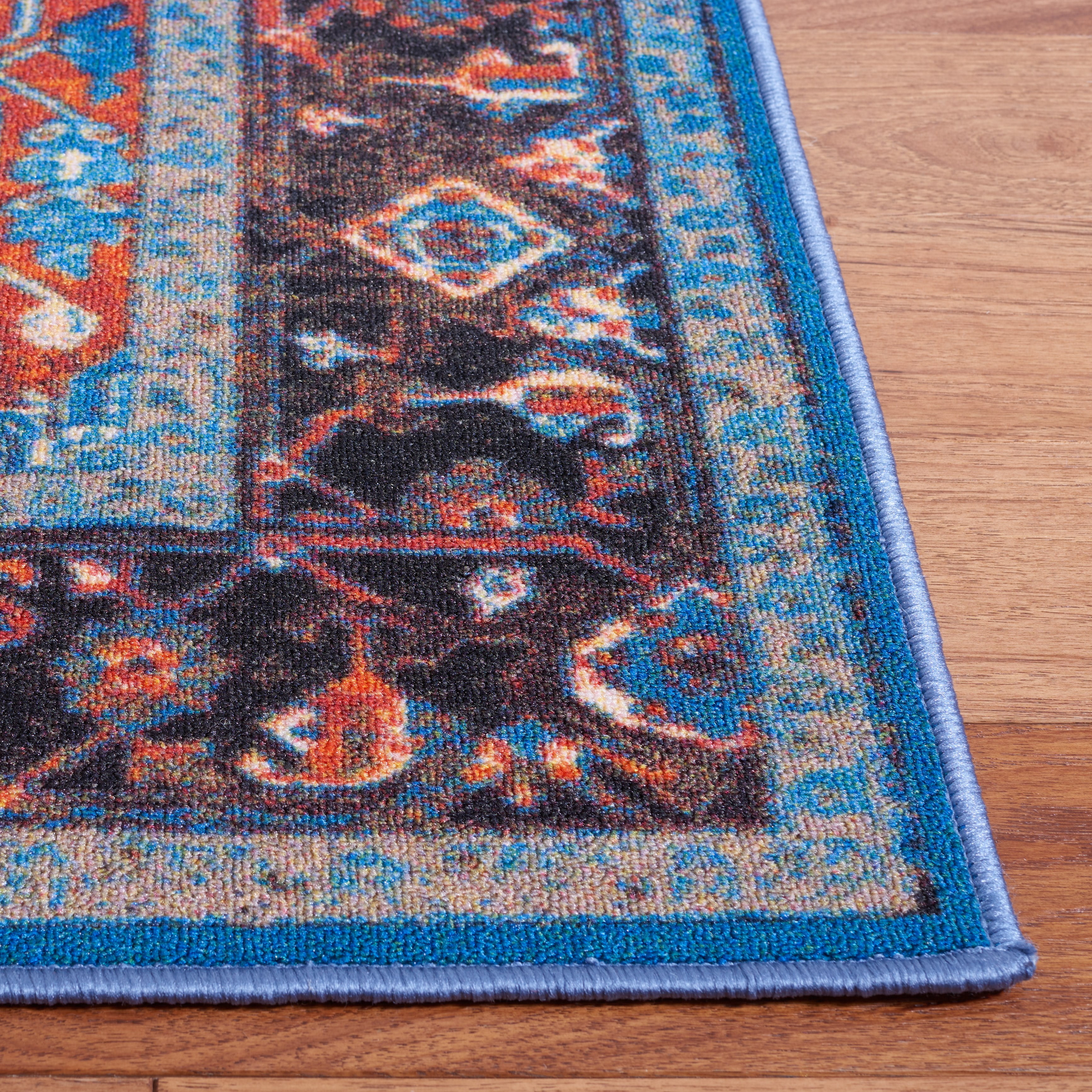 SAFAVIEH Journey Casey Oriental Machine Washable Area Rug, Blue/Red, 5'5" x 7'7"