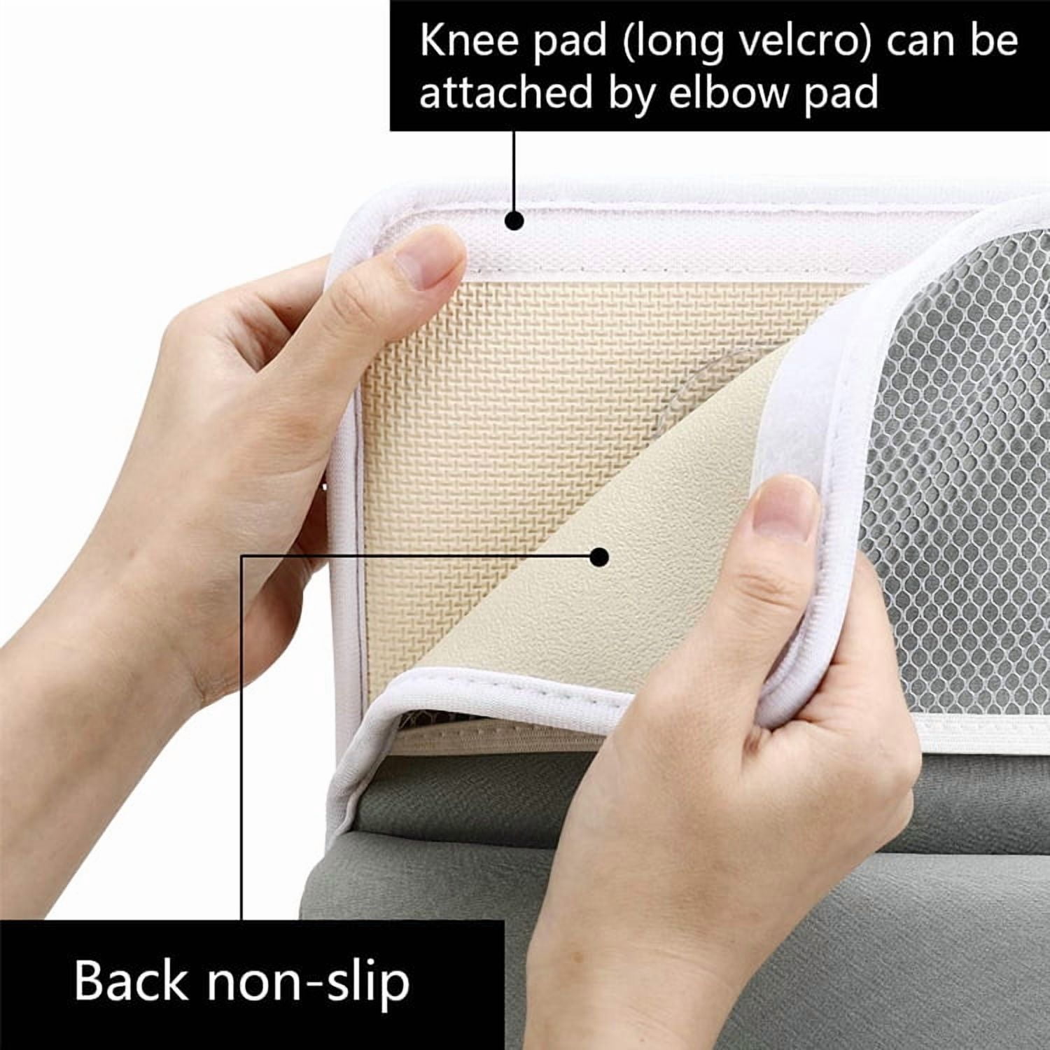 FTCBJJA Baby Bath Kneeler and Elbow Rest Pad Set, Built-In 4 Toys Organizer Pockets, 1.5" Thick Painless Non-Slip Bath Kneeling Mat for bathing baby or pet (Light Gray)