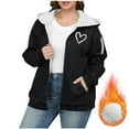 thumbnail image 2 of Hjlmsx Sherpa Fleece Lined Jackets for Women Zip Up Long Sleeve Hooded Sweatshirt Plus Size Casual Winter Coat Outwear with Pockets 5XL, 2 of 4