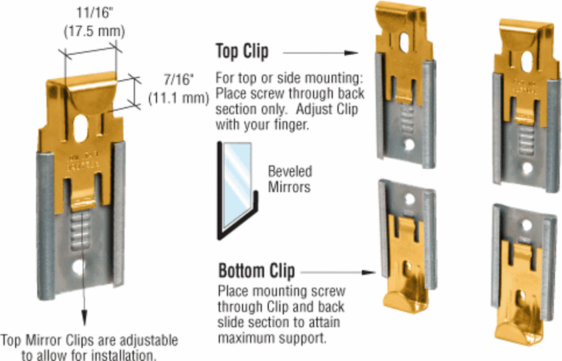 Crl Gold Plated Adjustable Mirror Clip Set For 1 4 6 Mm Beveled