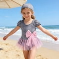 thumbnail image 2 of Toddler Girls Swim Suits One-Piece Cute Plaid Design Athletic For Kids Summer Bathing Suit Size 3-4T, 2 of 9