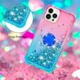 thumbnail image 5 of for Apple iPhone 15 Pro Clear Case for Girls Women, Liquid Glitter Sparkle Bling Cute Case with Kickstand Gradient Quicksand Cover for iPhone 15 Pro JB Powder Blue, 5 of 14
