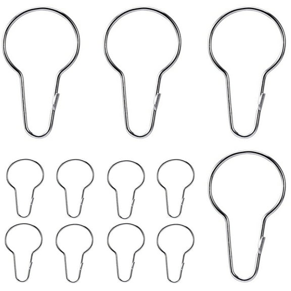 WHAMVOX  12 Pcs Curtain Hooks for Drapes Holdback Shower Drapery Silver