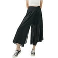 thumbnail image 2 of Asgosdo Lounge Pants Women Black Oversized Casual Wide Leg Pants Chiffon Pleated Long Pants, 2 of 6