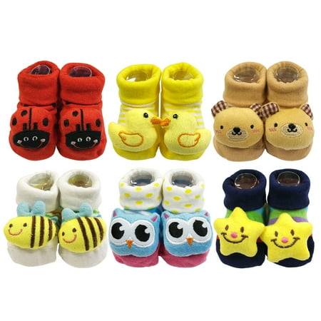 

Wrapables® Cute 3D Cartoon Anti-Skid Baby Booties Sock Slipper Shoes (Set of 6)
