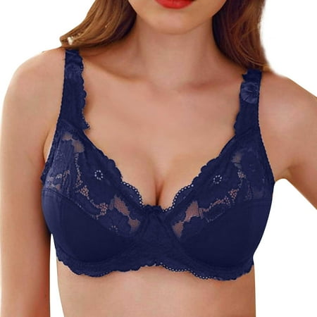 Pavied Push Up Bras for Women Seamless Bras Ultra-thin Underwear Bra Adjustable Bra Ladies Transparent And Breathable Wireless Bras Balconette Bras Blue 85E