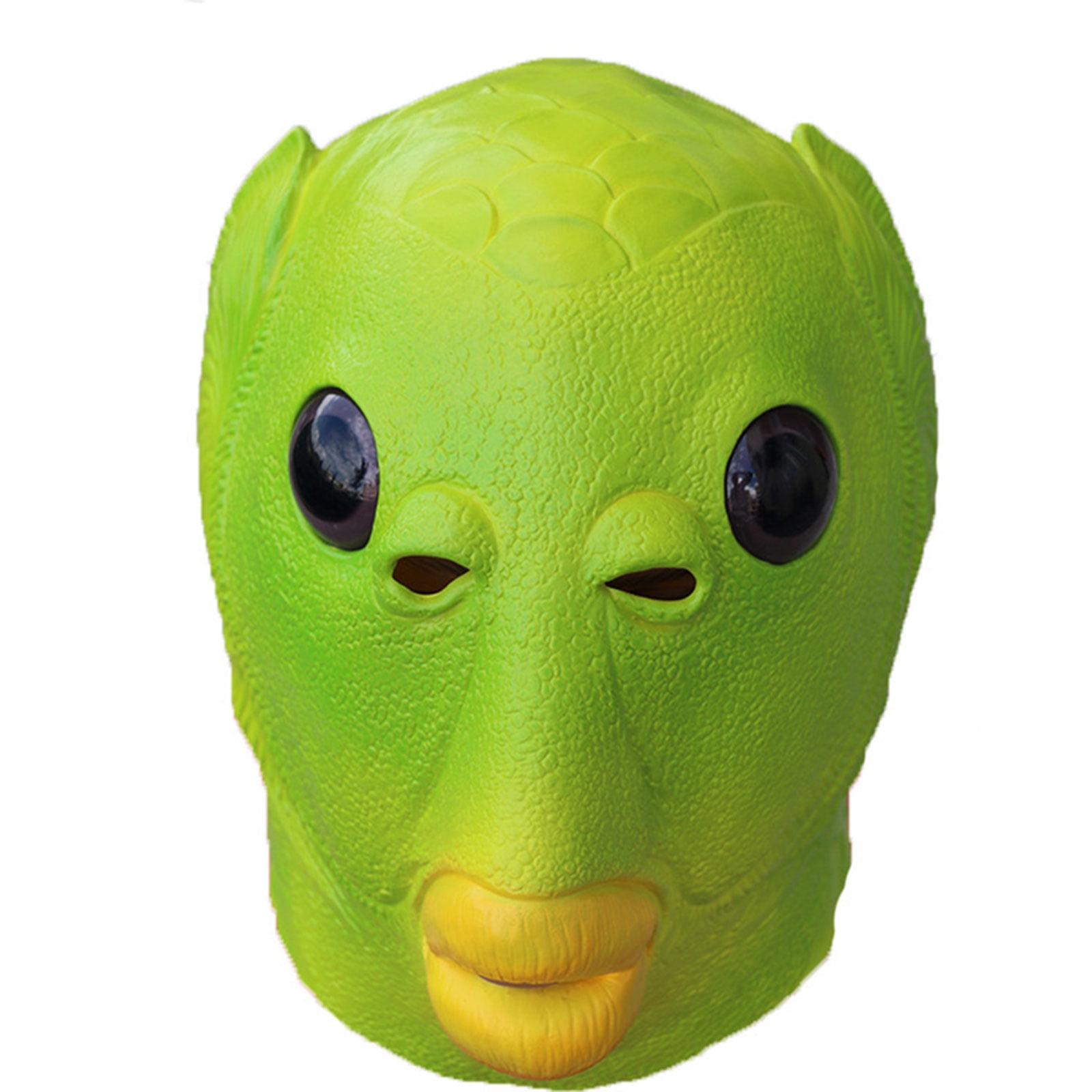 Green Fish Head Mask Latex Monster Creature Halloween Holiday Funny