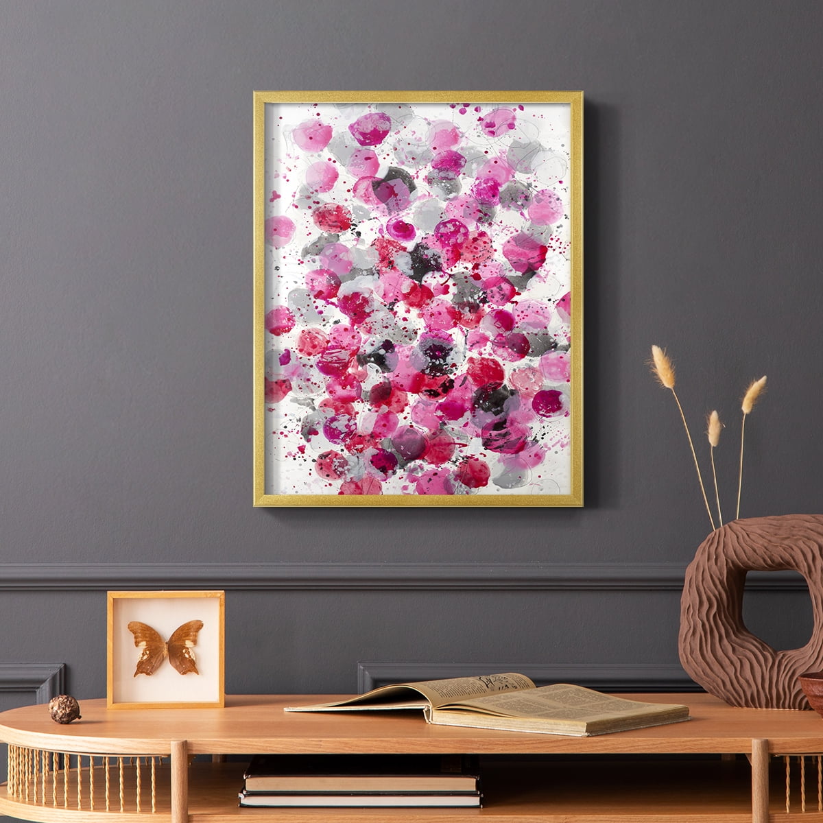 Bouquet Framed Print in Gold Solid Wood Framed Print No Nail Hanging