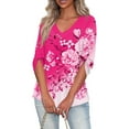 thumbnail image 3 of JYLPZYR Womens Tops 3/4 Sleeve Tops for Women Casual V Neck Trendy Button Floral Printing Tees Loose Fit Tunic Blouses (Pink,XXXL), 3 of 6