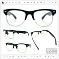 thumbnail image 2 of SA106 Mens Hipster Half Horn Rim Clear Lens Geek Fashion Eyeglasses Black Silver - Clear, 2 of 8