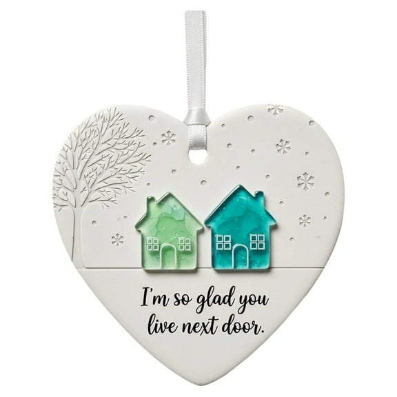 True Friends are Never Apart Ornament, Heart Ceramic Hanging Keepsake Friendship Gifts for Women Encouragement Gifts for Tough Time Best Friend Sisters Bestie