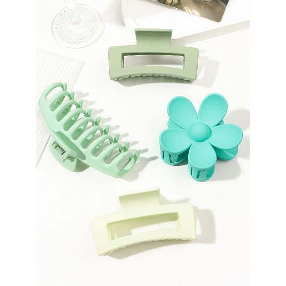 4Pcs Pink Colors Hair Claw Clips Accessories with Multi-Styles, Flower Claw Clips for Thick Hair, Hair Clips For Women Non Slip