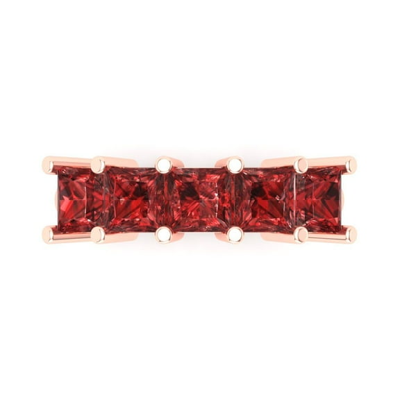 2.5 ctw Wedding Band for Women - 18K Rose Gold Natural Garnet Stackable Eternity Ring