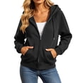 thumbnail image 7 of Tdoqot Womens Oversized Hoodies with Pockets- Adjustable Drawstring Casual Trendy Long Sleeve Zip Up Sweatshirt Black Size XL, 7 of 7