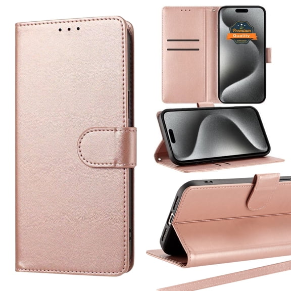 Phone Case for Apple iPhone 12 Pro Max Leather Wallet Folio Credit Card Holder with Magnetic Closure Wrist Strap Classic Flip Design Storage Slots Cover Gold