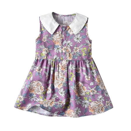 

Toddler Girls Dresses Kids Toddler Baby Girls Spring Summer Floral Sleeveless Princess Dress Clothing