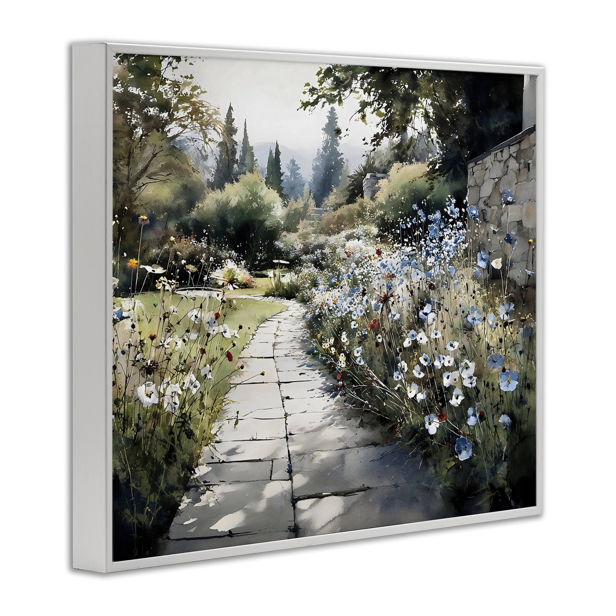 Stupell Industries Garden Pathway in Summer Light White Framed Giclee Art, design by Franklyn Gregory