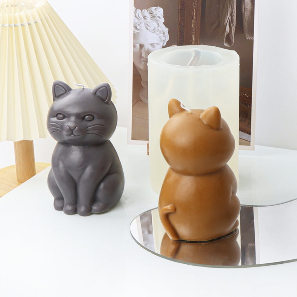 WINDLAND 3D Fat Cat Shape Silicone Mold Candle Making Tool DIY Candle Moulds Ornaments