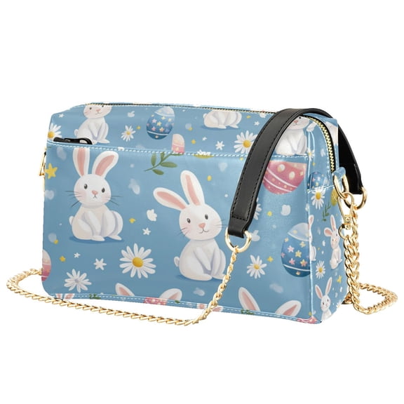 FORMRS Women Crossbody Purse with Chain Strap Vegan Leather Shoulder Handbag, Cartoon Easter Bunnies