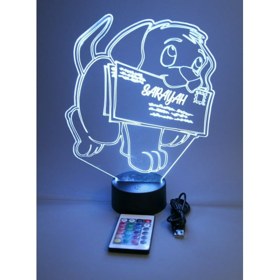Cute Puppy Dog Letter Mail Animal Name Night Light Up Lamp Shape LED Personalized Custom Made Desk Table Lamp, Our Newest Feature - It's Wow, with Remote 16 Colors, Great Gift
