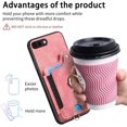 thumbnail image 6 of Phone Case for iPhone 7plus 8plus 7/8 Plus Wallet Cover with Screen Protector and Wrist Strap Lanyard RFID Card Holder Ring Stand Cell Accessories i Phone7s 7s + 7+ 8s 8+ Phones8 7p 8p Women Men Pink, 6 of 7