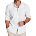 thumbnail image 2 of Huresd Men's Lightweight Casual Button Down Shirts Textured Business Dress Shirts White 2XL, 2 of 5