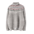 thumbnail image 4 of Chandail Col Roulé pour Femmes Chandail Col Roulé Tricoté Imprimé Rétro Manches Longues Chandail Ample Chandail d'Automne pour Femmes 2025, Chandail Col Roulé pour Femmes TG, 4 of 4