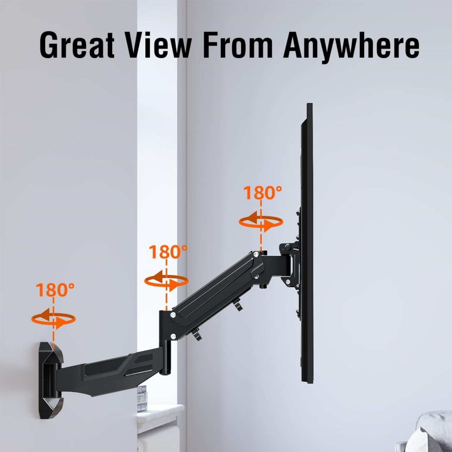 Height Adjustable TV Wall Mount for Most 23-55 Inch tvs, Spring Arm Full Motion Swivel Tilt Articulating TV Mount Bracket, Support 11-66 lbs