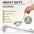 thumbnail image 2 of Fit Meal Prep [2 Pack] Stainless Steel Soup Ladle - One-Piece Sauce Spatula w/Hook Handles, Commercial Grade Serving Spoon, Kitchen Tool for Restaurant or Home Cooking, Mirror Finish, 14.25" Long, 2 of 6