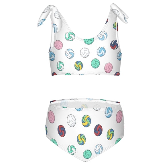 joogoo Girls 2 Piece Volleyballs Print Swimsuit Set Kids with Adjustable Straps Bathing Suit Summer Beach Pool Swimwear for 7-8T