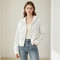 thumbnail image 2 of CONZONE Womens Polka Dot Hoodies Long Sleeve Zip Up Hooded Sweatshirts for Women Trendy Fall Winter Pullover Tops, 2 of 9
