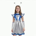 thumbnail image 2 of CAUYDY Girl Alien Shiny Metallic Dress Outfit Outer Space Halloween Dress Up Outfit(Blue,4-5 Y), 2 of 6