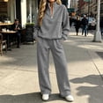 thumbnail image 6 of Teuyenhk Womens Two Piece Sweat Sets Cozy Fleece Lined Sweatsuits Quarter Zip High Neck Pullover with Sweatpants Fashion Athleisure Tracksuit, 6 of 8