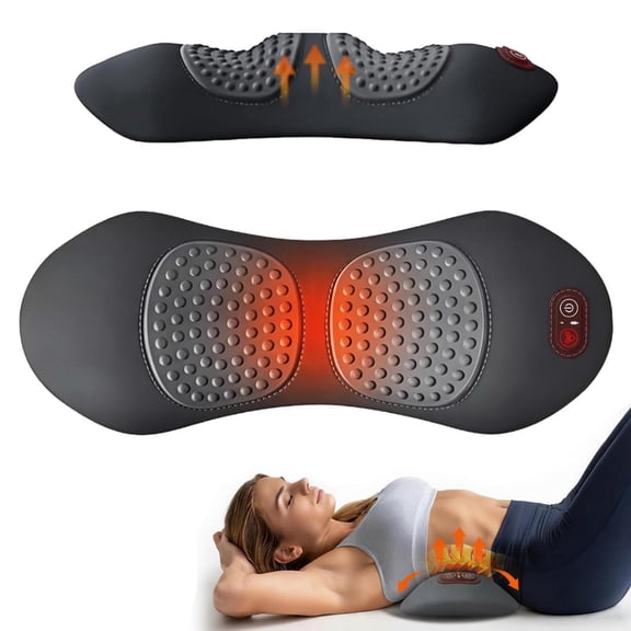 3 in 1 Electric Lumbar Support Pillow with Adjustable Height | Heated Massager with Vibration & Traction for Deep Tissue Pain Relief on Bed and Chair
