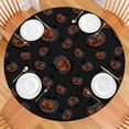 thumbnail image 2 of Vintage Spooky Halloween Night Tablecloth - Elastic Fitted Waterproof Cover with Pumpkin Bat Print,44 inch Round Elastic Tablecloth, 2 of 7