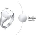 thumbnail image 2 of YAZI Stainless Steel Classical Simple Plain Round Signet Style Pinky Wedding Statement Promise Anniversary Ring, 2 of 12