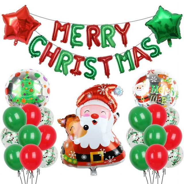 Merry Christmas Balloons Decoration Christmas Tree Inflatable Snowman Santa Claus Sled Elk Fun Banner Ornament Foil Balloon Deco