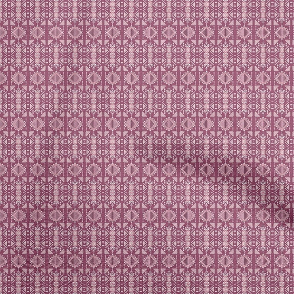 oneOone Viscose Jersey Dark Magenta Fabric Geometric Diy Clothing Quilting Fabric Print Fabric By Yard 60 Inch Wide