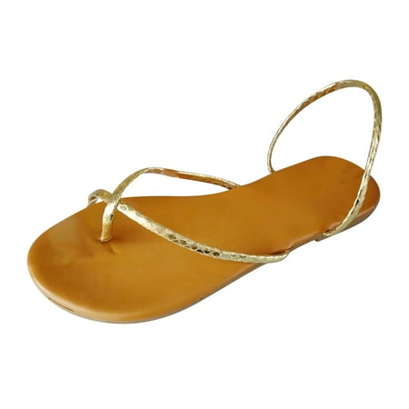 

TUOBARR Womens Flip Flop Slippers Women s Sandals Summer Fashion Sandals Flat Slippers Flip Flops Open Toe Beach Sandals Gold