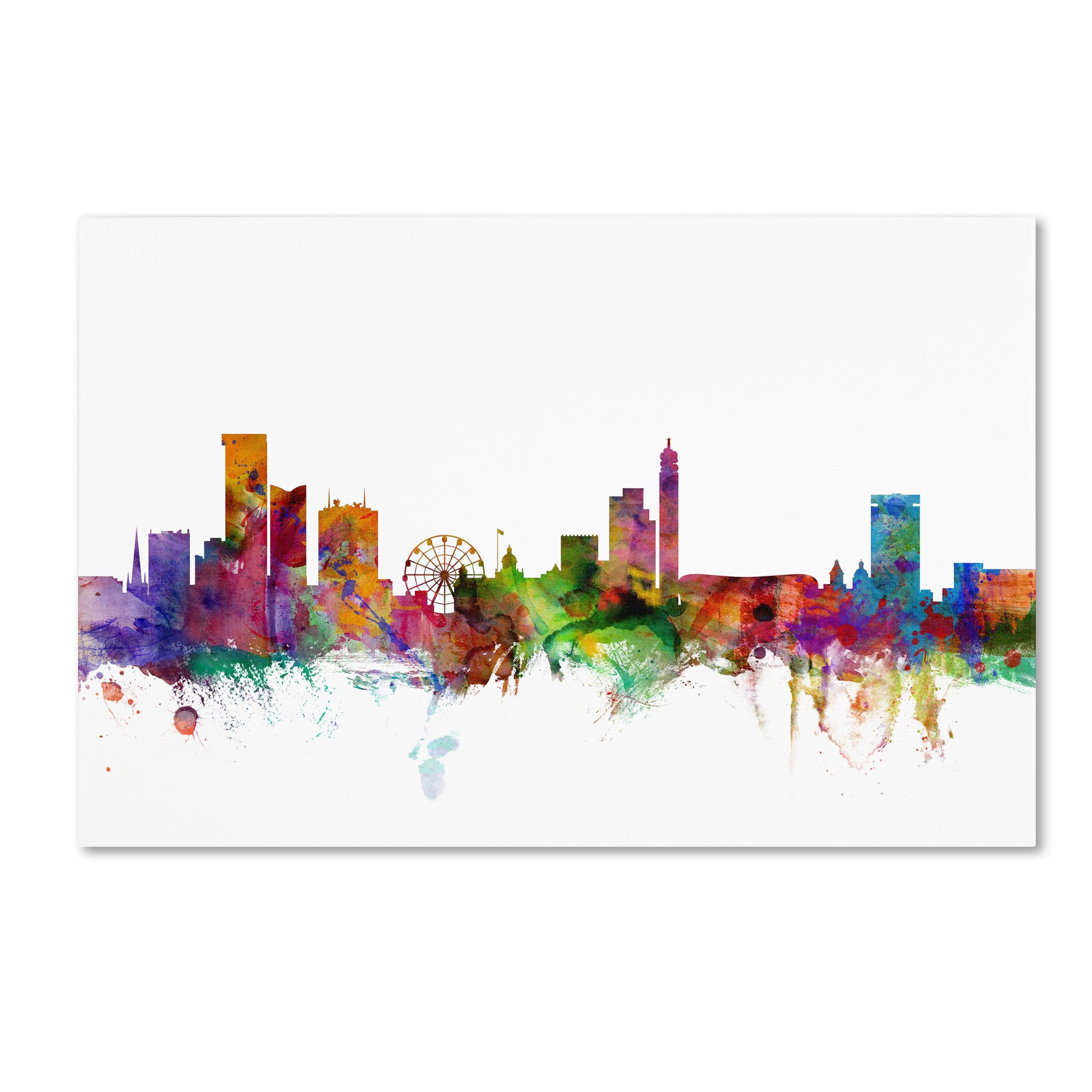 Trademark Fine Art Cityscape Canvas Art ' Birmingham England Skyline ' by Michel Tompsett