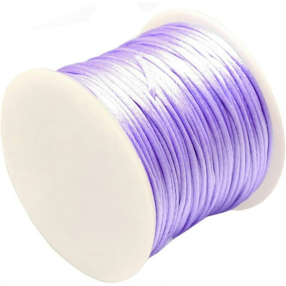 1 Roll 76 Yards Nylon Jewelry Thread Cord 1mm Shiny Silky Rattail Cord Chinese Knotting Beading Cord for DIY Jewellery Making Macrame Kumihimo Shamballa Bracelet - Medium Purple diy