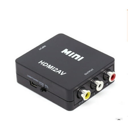 HDMI to RCA HDMI to AV 1080P HDMI to AV 3RCA CVBs Composite Video Audio Converter Adapter Supporting PAL/NTSC with USB Charge Cable(BLACK)