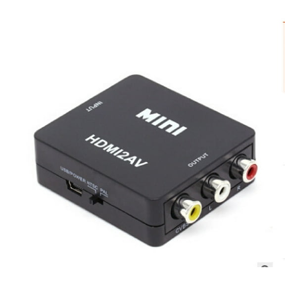 HDMI to RCA,HDMI to AV, 1080P HDMI to AV 3RCA CVBs Composite Video Audio Converter Adapter Supporting PAL/NTSC with USB Charge Cable(BLACK)