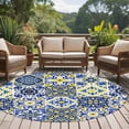 thumbnail image 4 of Middle Century Round Area Rug 7Ft Washable Circle Rugs for Dorm Laundry Room, Vintage Farmhouse Bohemia Style Blue Non-Slip Carpet Floor Mats Indoor Outdoor Carpet Runner Aesthetic Home Decor, 4 of 8