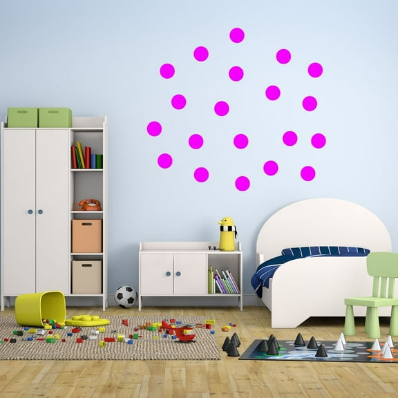 VWAQ 20 Polka Dot Wall Decals 3 Inch Peel & Stick Circles Dots Colors Kids Room VWAQ-555 (Hot Pink)