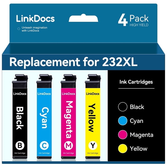 LinkDocs Ink Replacement for Epson 232 Ink Cartridges Replacement for  Epson Expression Home XP-4205 XP-4200 Printer Ink (Black Cyan Magenta Yellow, 4 Pack)